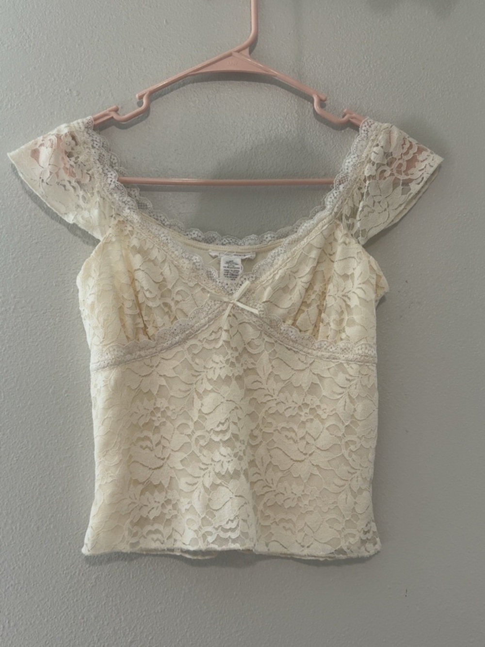Tilly's Cream Lace Off-Shoulder Crop Top
